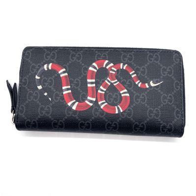 GUCCI Kingsnake Print Zip Around Wallet "Black"