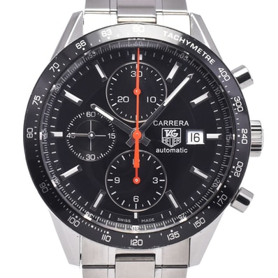 タグホイヤー TAG HEUER CV2014-0 カレラ クロノグラフ ブラック 自動巻き メンズ 良品 腕時計 P#148772