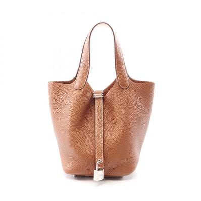 エルメス HERMES ピコタンロックPM ハンドバッグ バッグ レザー カーフ(牛革) トリヨンクレマンス / ヴォースイフト トリヨンクレマンス ゴールド Y刻印(2020年製造) レディース ブラウン系 / アイボリー系