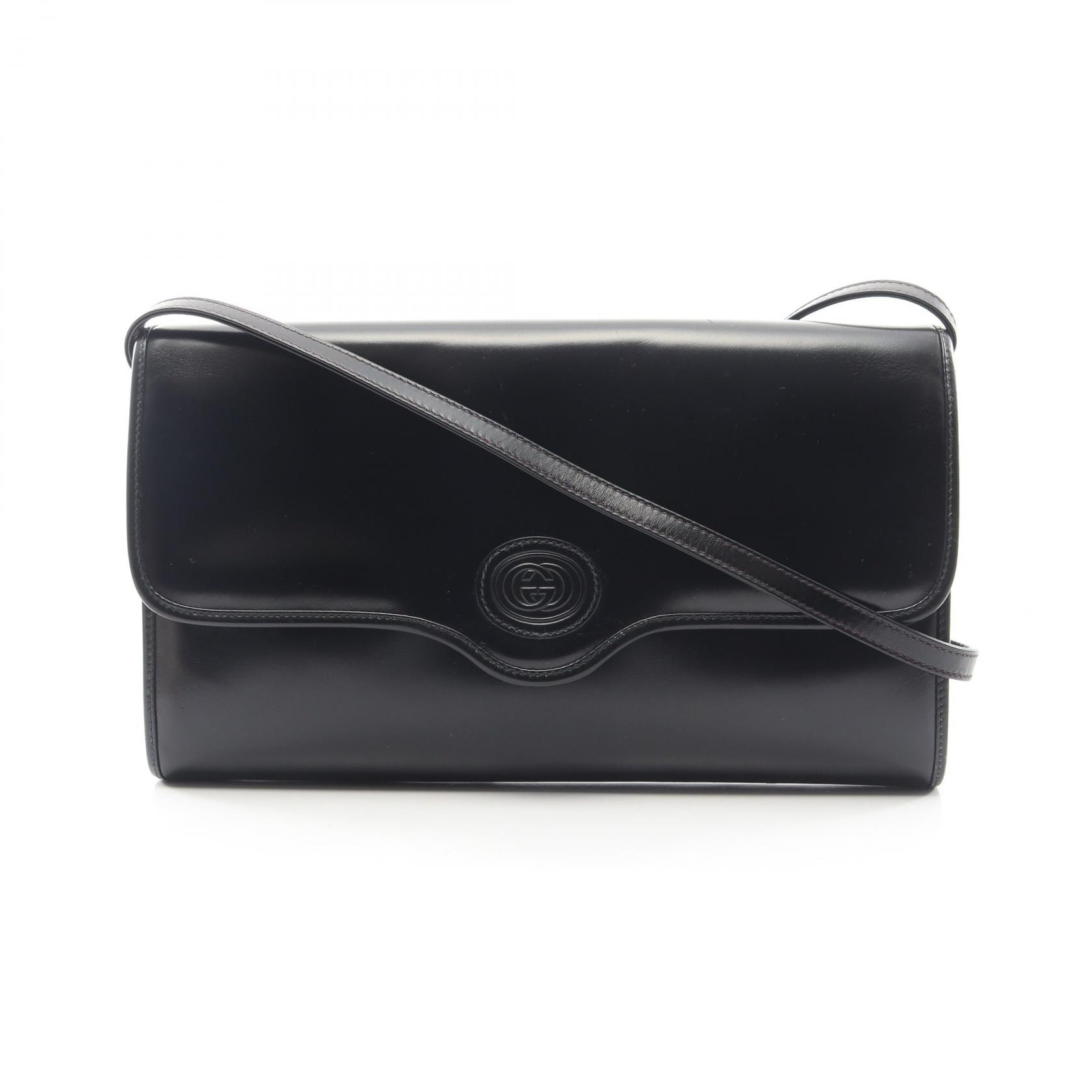 グッチ GUCCI インターロッキングG ショルダーバッグ バッグ レザー レディース ブラック系 004 093 0146 【中古】