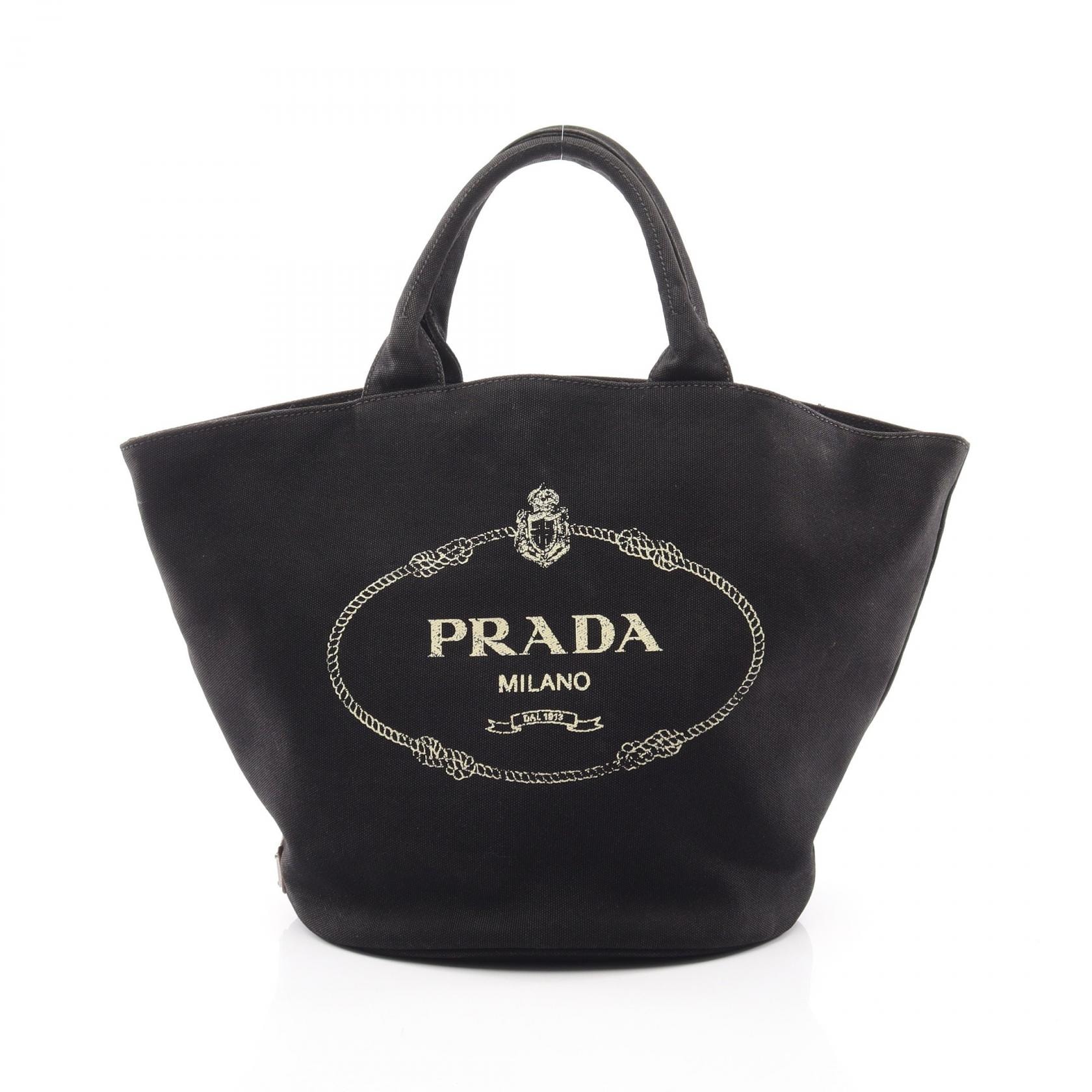 プラダ PRADA CANAPA カナパ トートバッグ バッグ キャンバス レディース ブラック系 【中古】