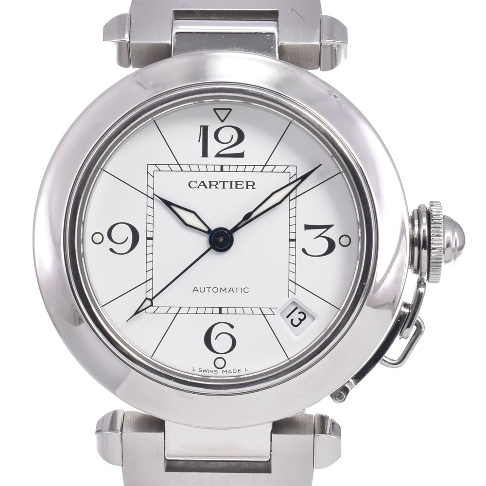 カルティエ CARTIER W31074M7 パシャC デイト ホワイト 自動巻き ユニセックス 良品 腕時計 D#149587