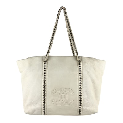 シャネル CHANEL ハンドバッグ レザー ホワイト レディース【中古】 z9315