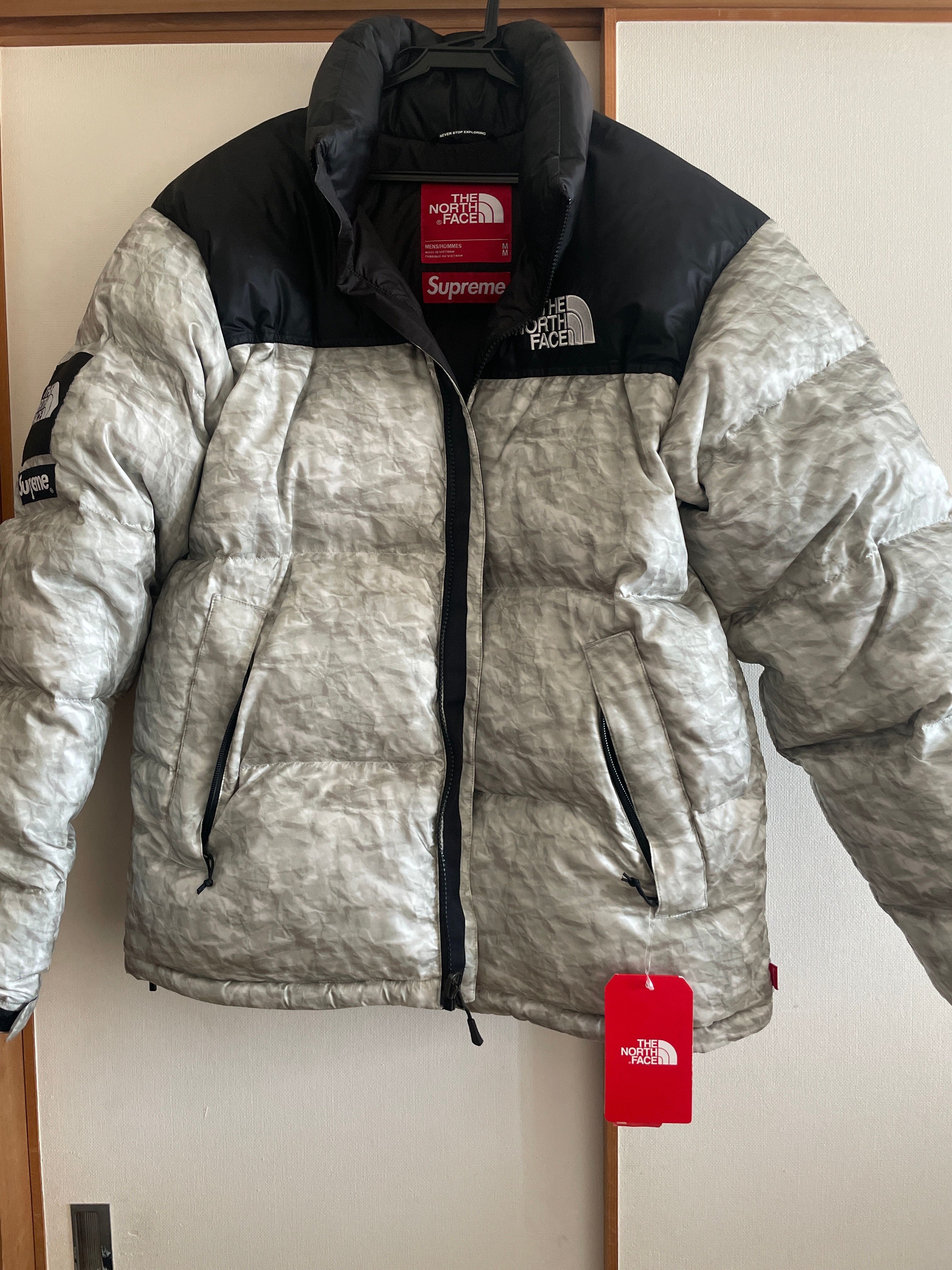 Supreme x The North Face Nuptse Jacket "White Paper Print"