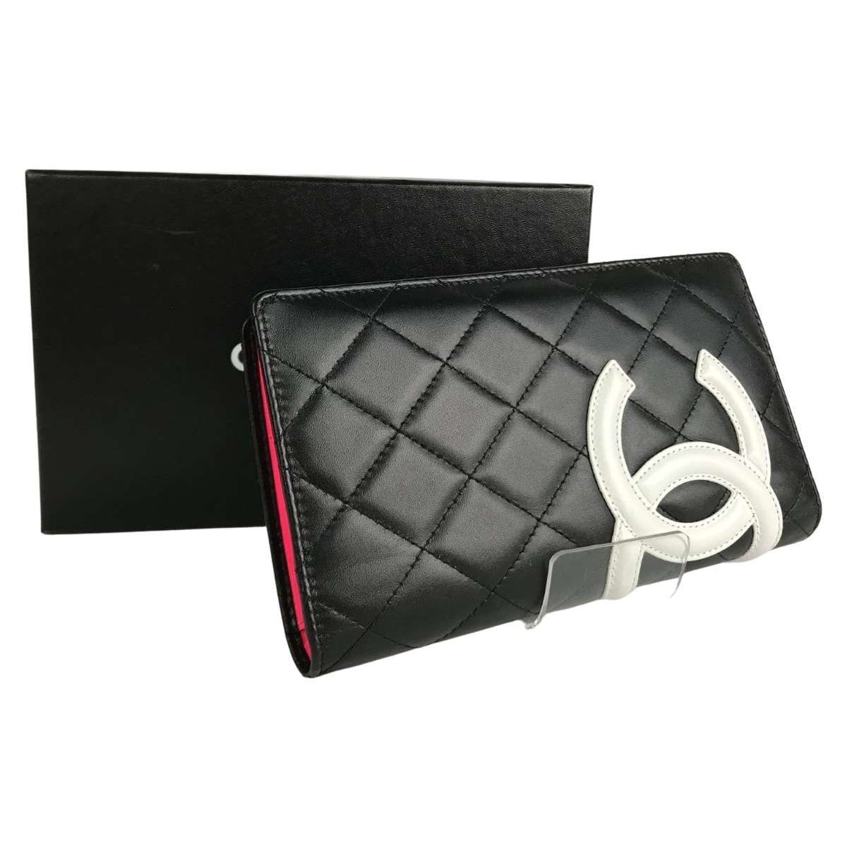 ■■CHANEL シャネル 財布 カンボンライン キルティング A26717 ブラック×ホワイト×ピンク 箱・ギャランティカード付