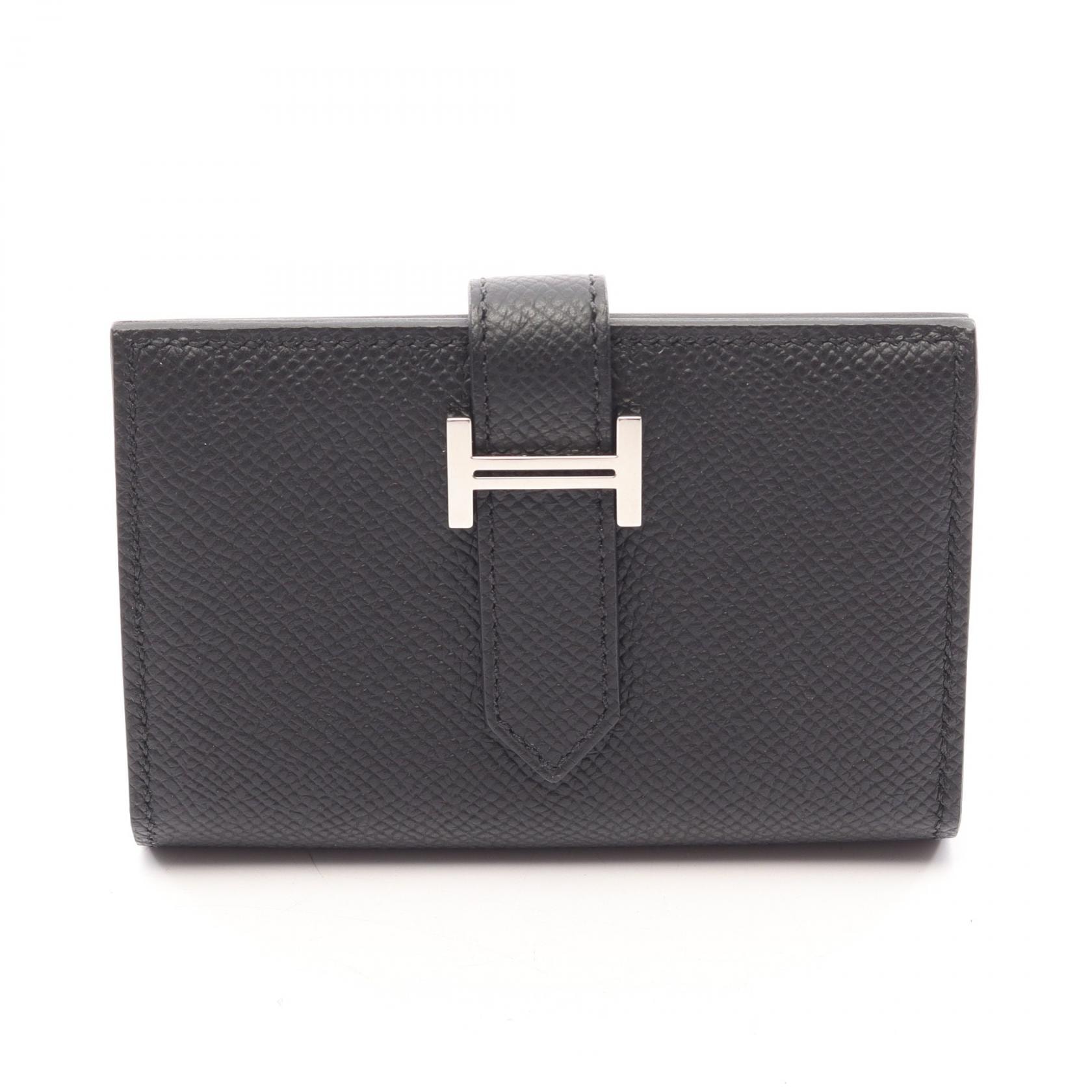 エルメス HERMES ベアンミニ カードケース アクセサリー レザー ヴォーエプソン ヴォーエプソン K刻印(2025年製造) レディース ブラック系 【中古】