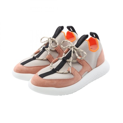 エルメス HERMES DUEL デュエル スリッポン 靴 ファブリック スウェード レディース ベージュ系 / ピンク系 【中古】