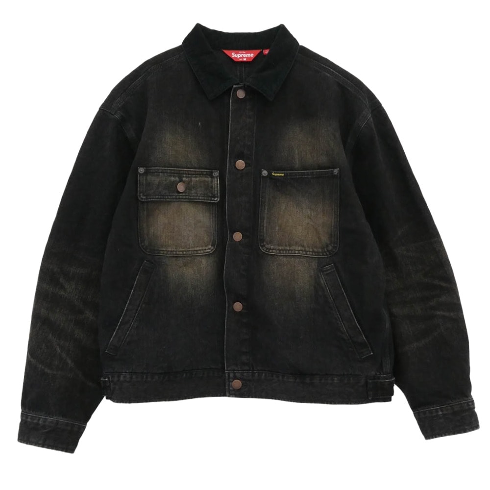 Supreme シュプリーム デニムジャケット 25AW DISTRESSED SELVEDGE ディストレッスド セルヴィッチ トラッカージャケット デニムジャケット ブラック系 M【中古】