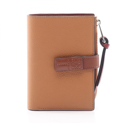 ロエベ LOEWE スリム ジップ バイフォールド ウォレット 二つ折り財布 財布 レザー レディース ブラウン系 / レッド系 C660P30X02 【中古】