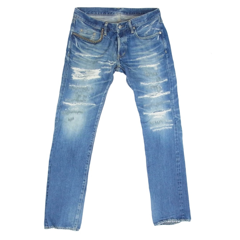 HYSTERIC GLAMOUR ヒステリックグラマー デニムパンツ 0222AP05 VSR加工 スタッズ クラッシュ デニム パンツ インディゴブルー系 32【中古】