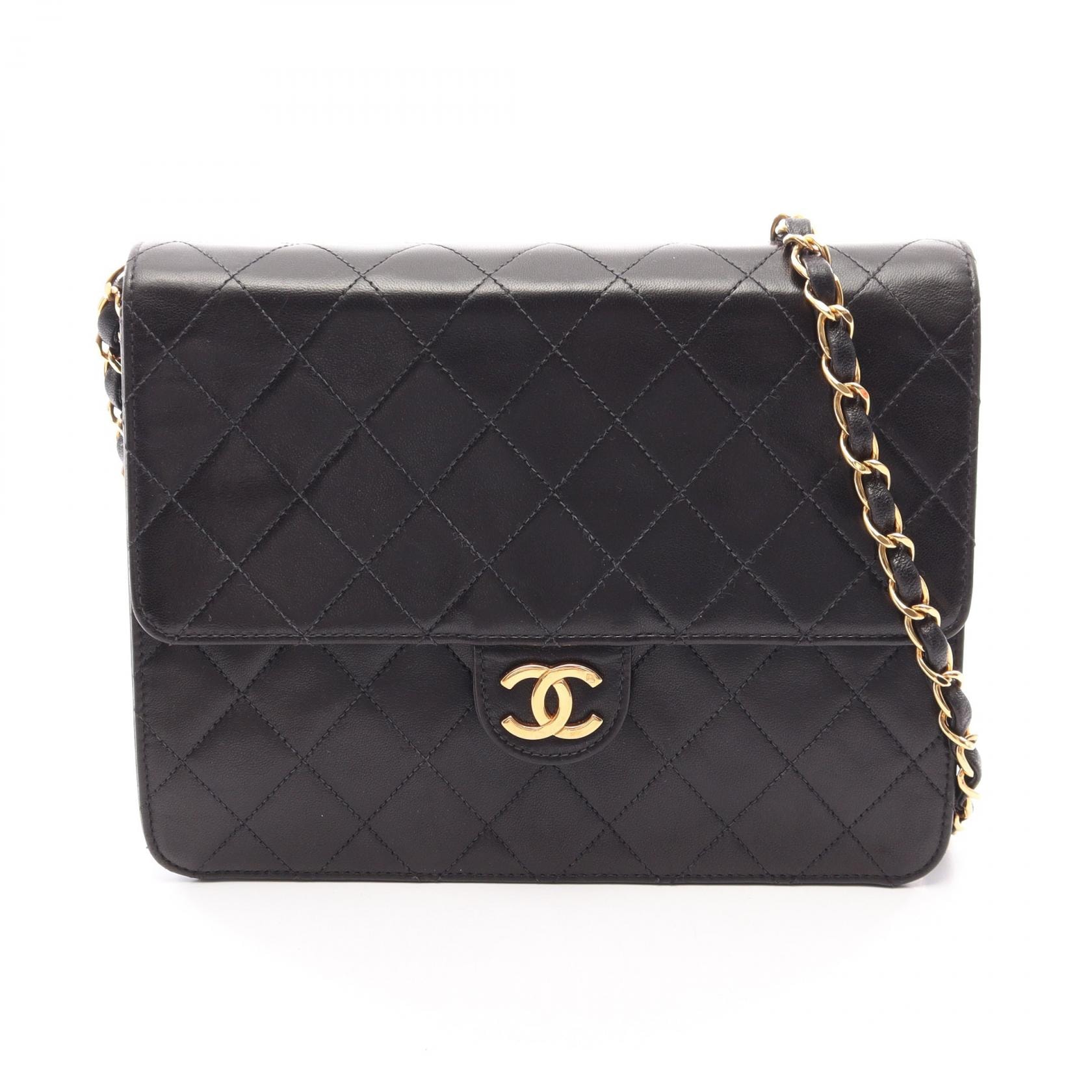 シャネル CHANEL マトラッセ シングルフラップ プッシュロック ショルダーバッグ バッグ ラムスキン(羊革) レディース ブラック系 A03569 【中古】