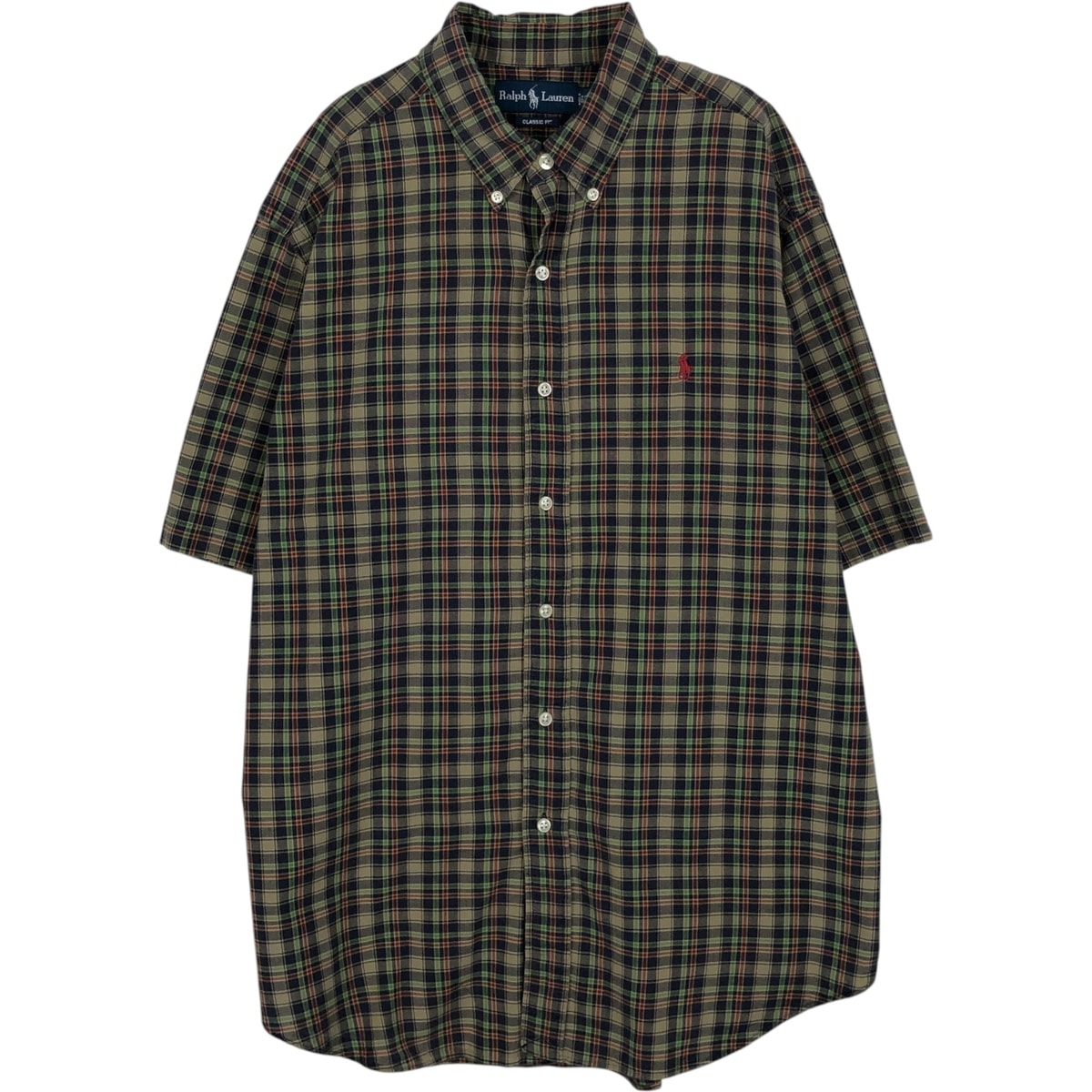 古着 ラルフローレン Ralph Lauren CLASSIC FIT クラシックフィット 半袖 ボタンダウン チェックシャツ メンズXL相当/eaa623593