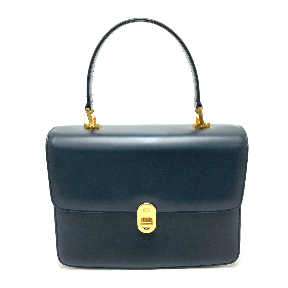 グッチ GUCCI ハンドバッグ 000.109.0121 ターンロック サイドライン カバン ヴィンテージ ハンドバッグ レザー ネイビー
