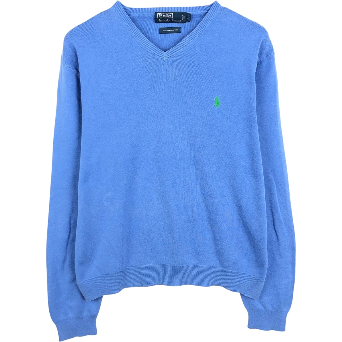 古着 ラルフローレン Ralph Lauren POLO by Ralph Lauren Vネック コットンニットセーター メンズL相当/eaa678686
