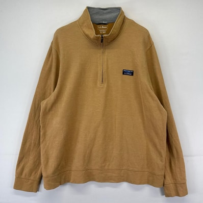 古着 エルエルビーン L.L.Bean 長袖Tシャツ ハーフジップ トレーナー アウトドア ロンT 鹿子 薄手 XL イエロー系 メンズ