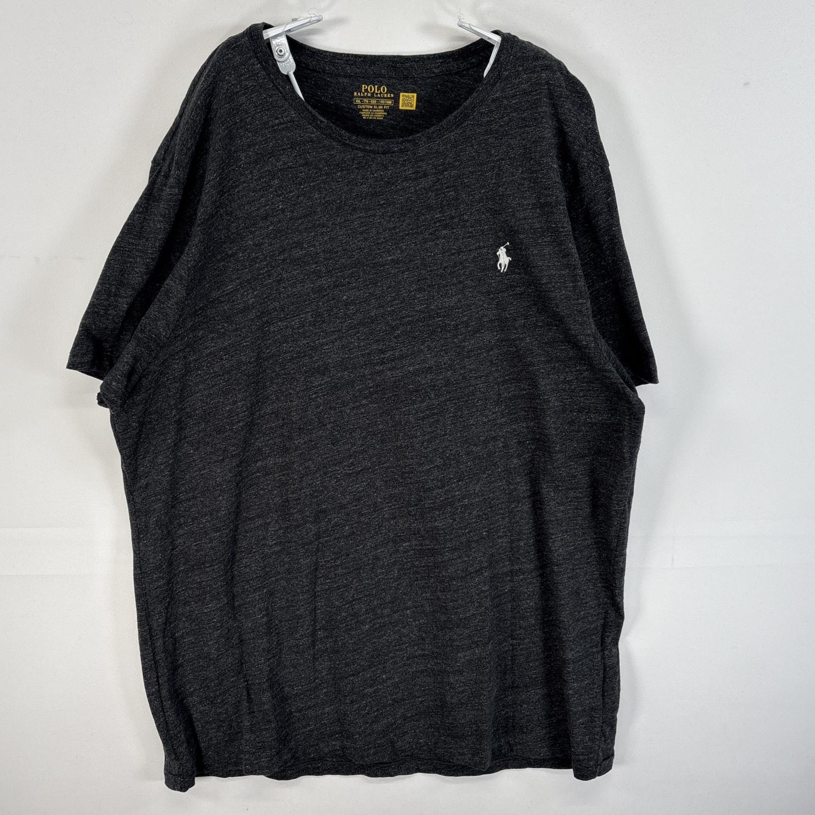 古着 ポロ・ラルフローレン POLO RALPH LAUREN 半袖Tシャツ ロゴ 刺繍 大きいサイズ クルーネック 14041  ダークグレー 無地 メンズ