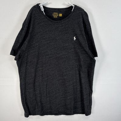 古着 ポロ・ラルフローレン POLO RALPH LAUREN 半袖Tシャツ ロゴ 刺繍 大きいサイズ クルーネック 14041 ダークグレー 無地 メンズ