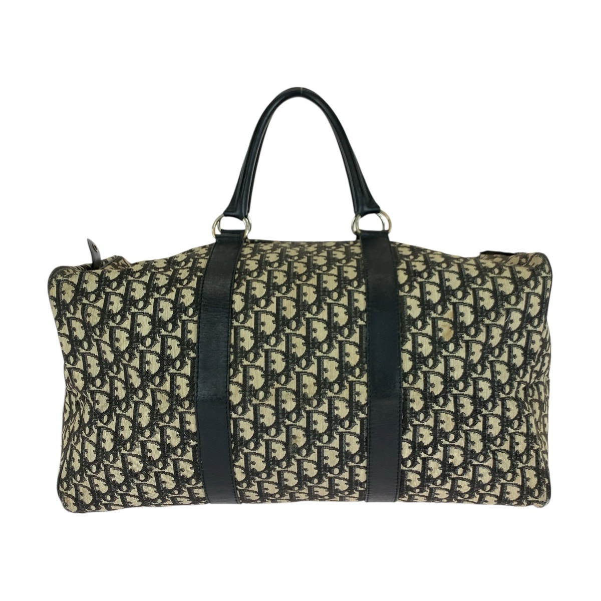 Dior ディオール ヴィンテージ トロッター ブラック ベージュ ゴールド金具 キャンバス レザー/ ボストンバッグ 505862 【中古】