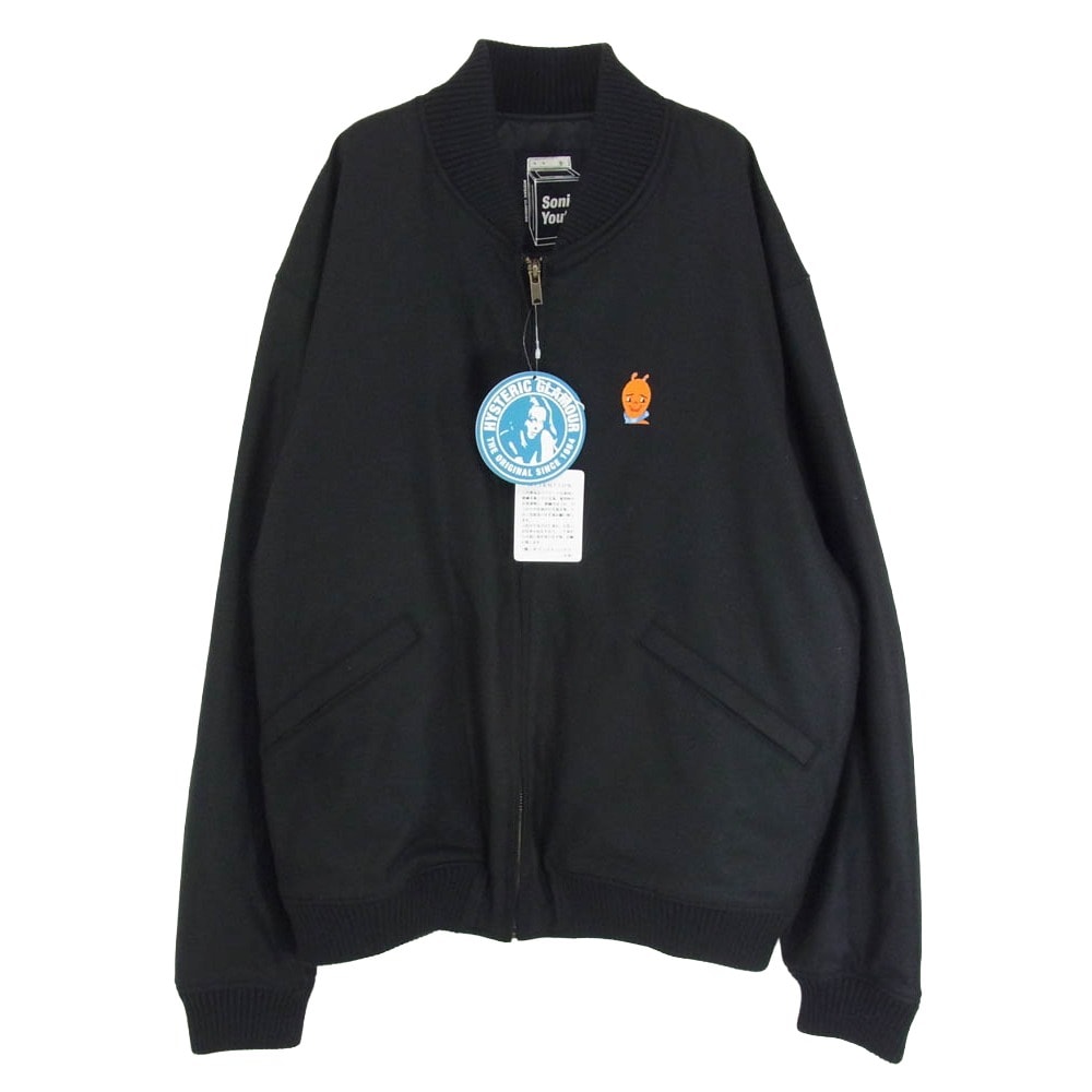 HYSTERIC GLAMOUR ヒステリックグラマー ブルゾン 24AW 02243AB14 SONIC YOUTH diRty刺繍 ソニックユース ジップ リブ ブルゾン ジャケット ブラック系 XL【中古】