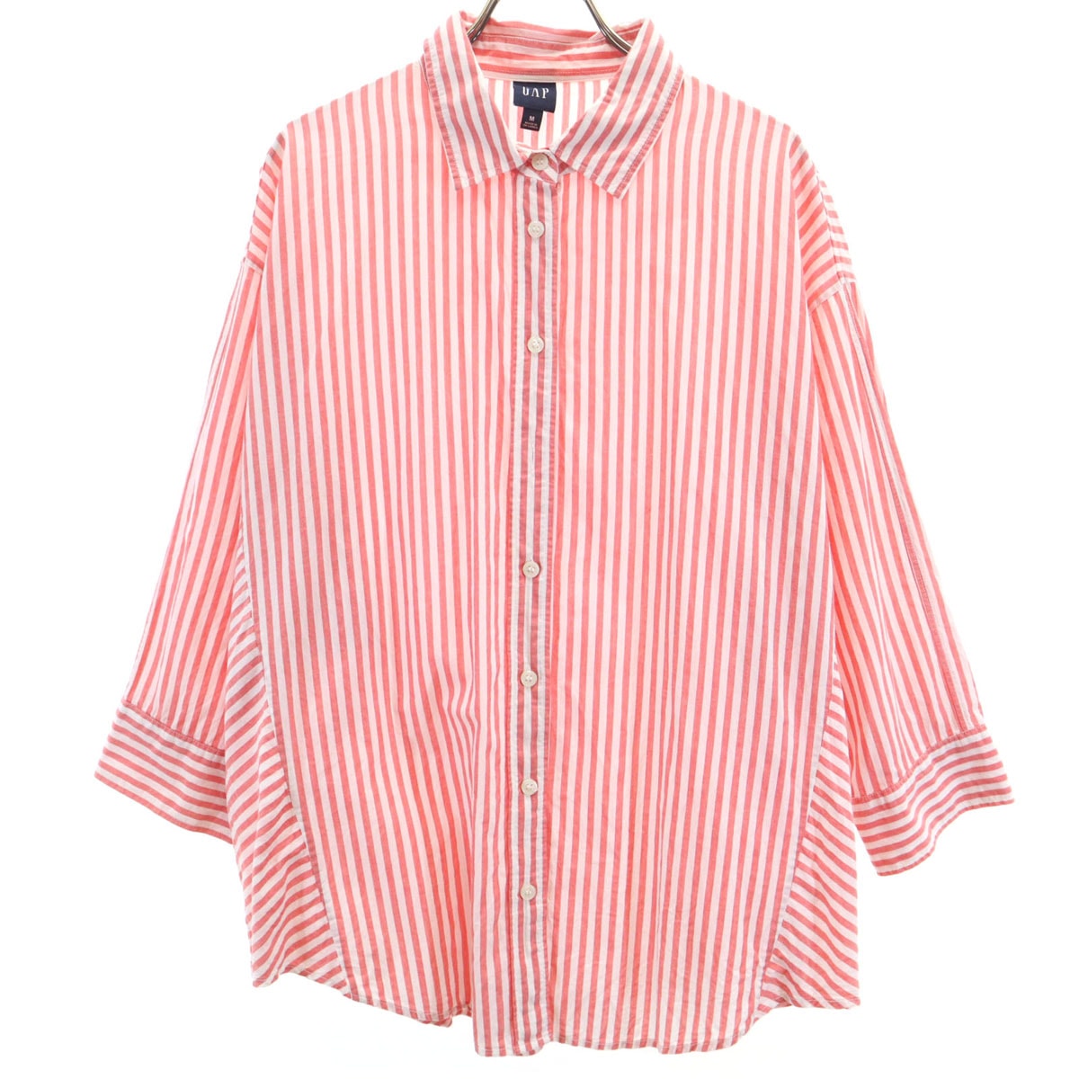 GAP ギャップ ストライプ柄 7分袖 シャツ M レッド系
