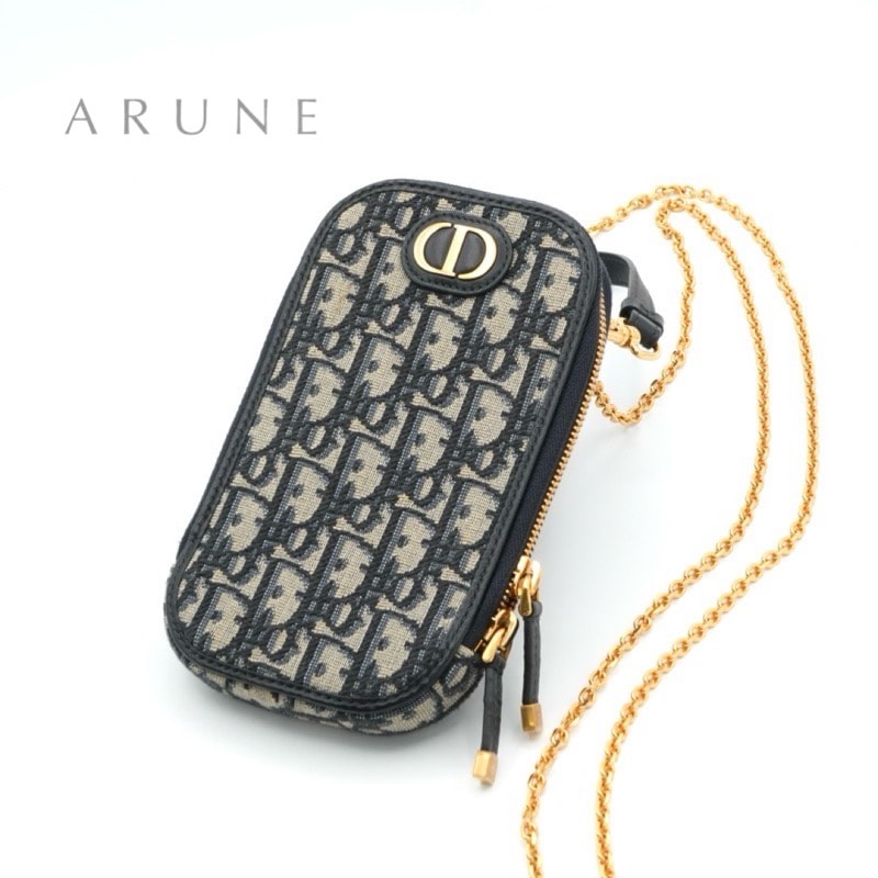 クリスチャンディオール CHRISTIAN DIOR 携帯・スマホアクセサリー ネイビー ゴールド 30 Montaigne Call'in Dior フォンホルダー フォンケース モバイルポーチ ポシェット スマホケース