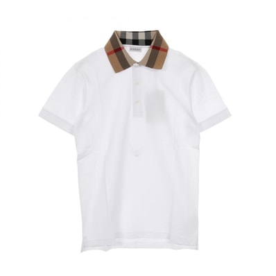 バーバリー BURBERRY 襟チェック ポロシャツ 衣料品 トップス コットン メンズ ホワイト系 / ブラウン系 8071621XL 【新品】