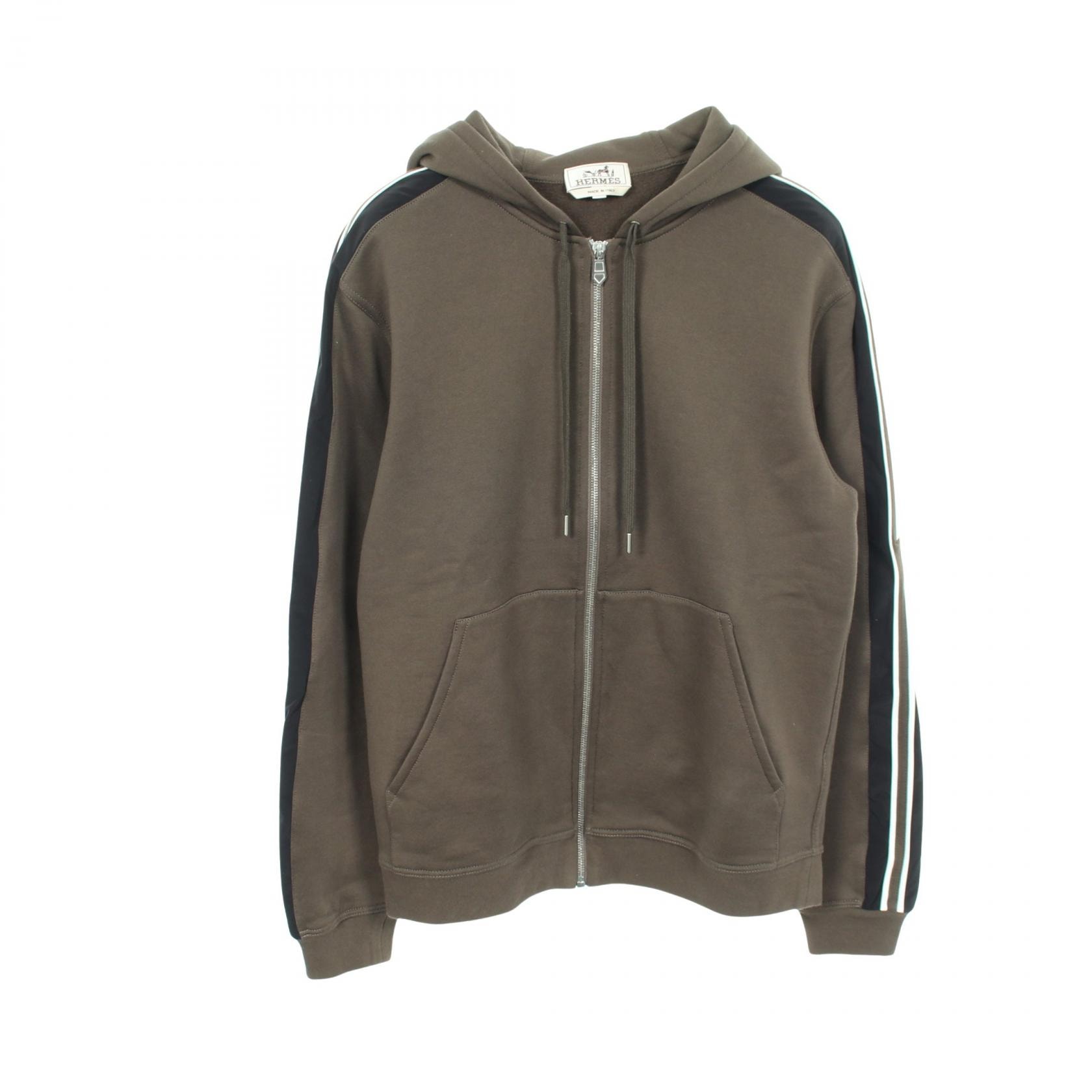 エルメス HERMES ランH 裏起毛 パーカー 衣料品 トップス コットン メンズ グリーン系 / ブラック系 【中古】