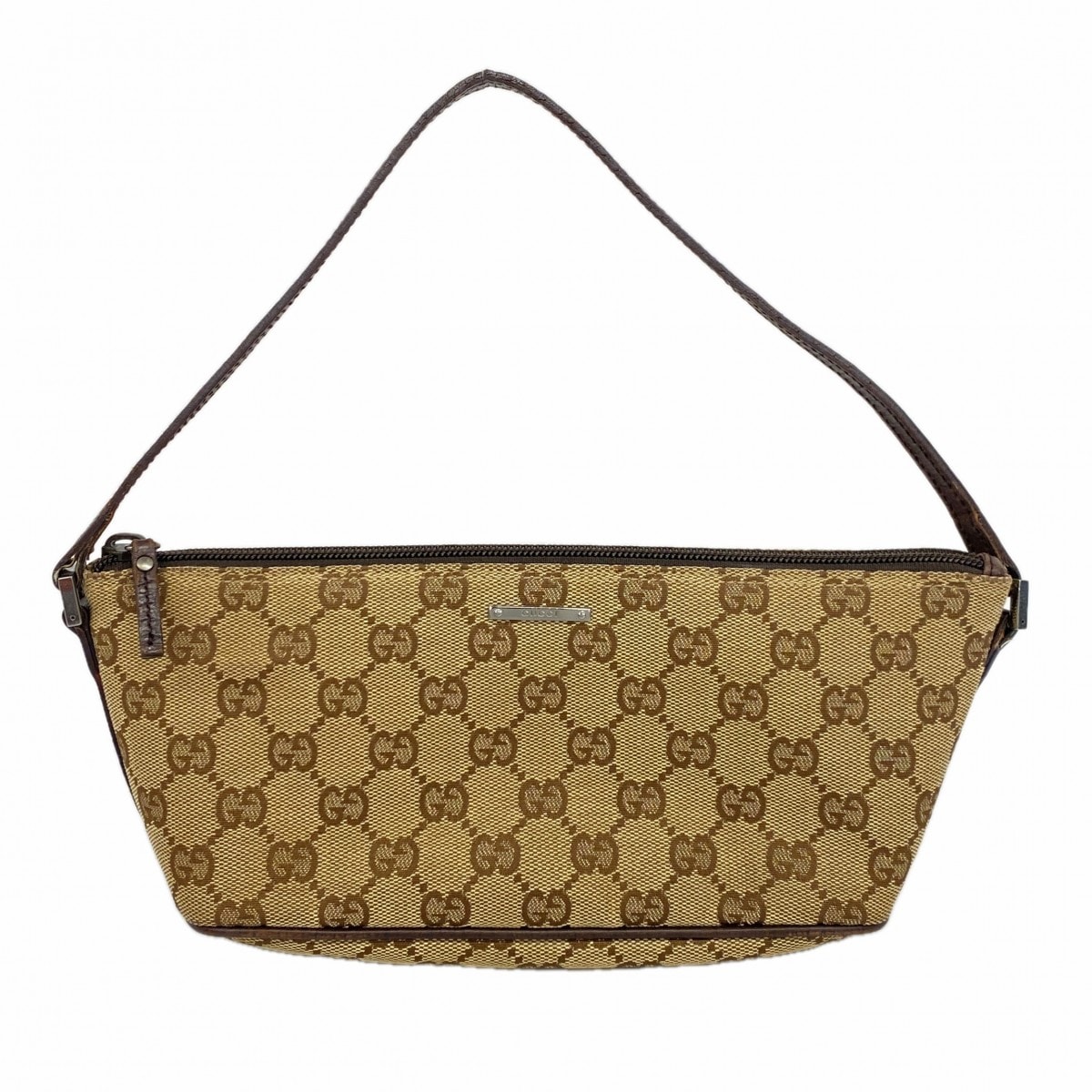 【6db1784-k】グッチ ハンドバッグ GGキャンバス 07198 キャンバス ベージュ シルバー金具【中古】レディース