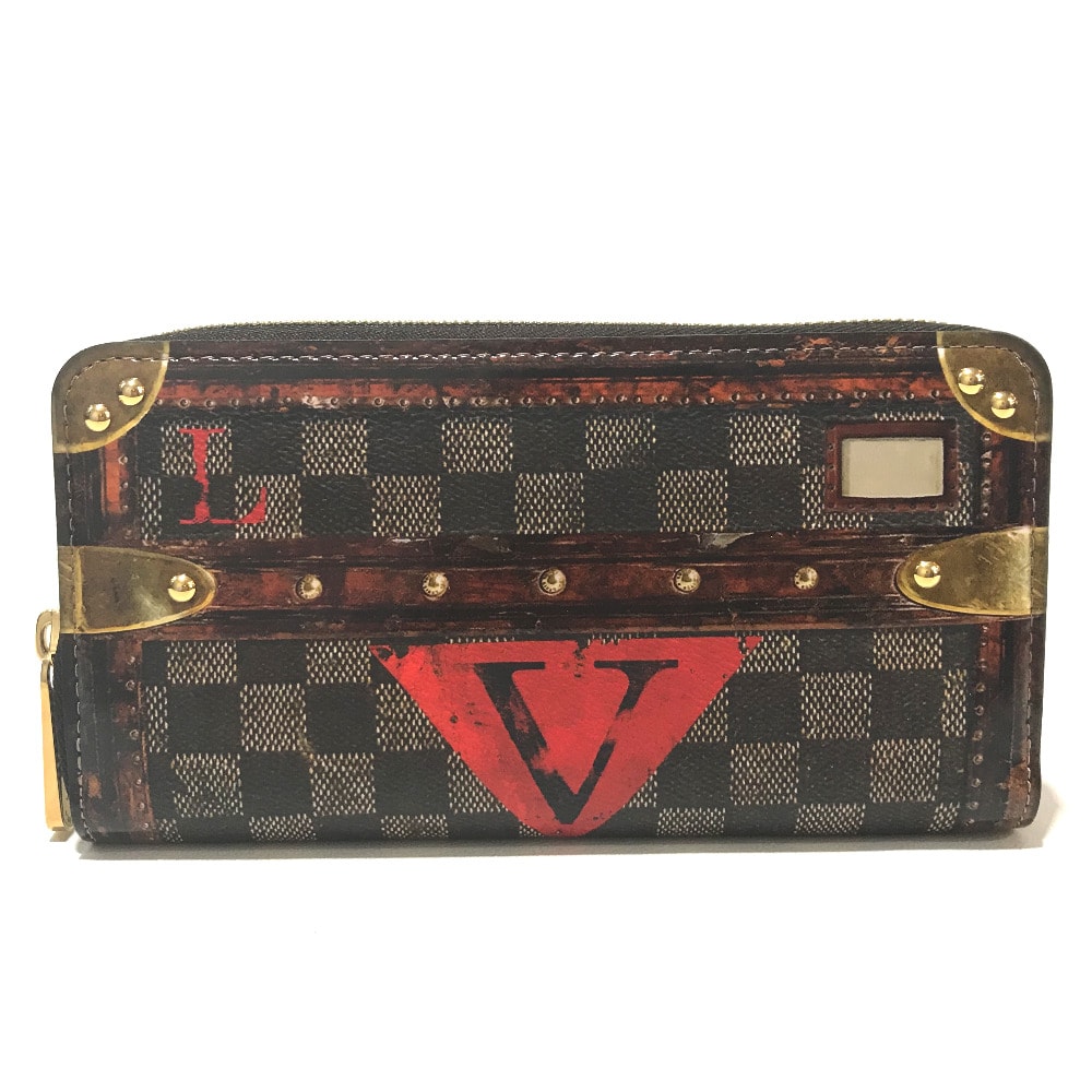 ルイヴィトン LOUIS VUITTON トロンプ ルイユ ジッピーウォレット M63490 トランスフォームドダミエ ラウンドファスナー 長財布 ダミエキャンバス エベヌ ブラウン
