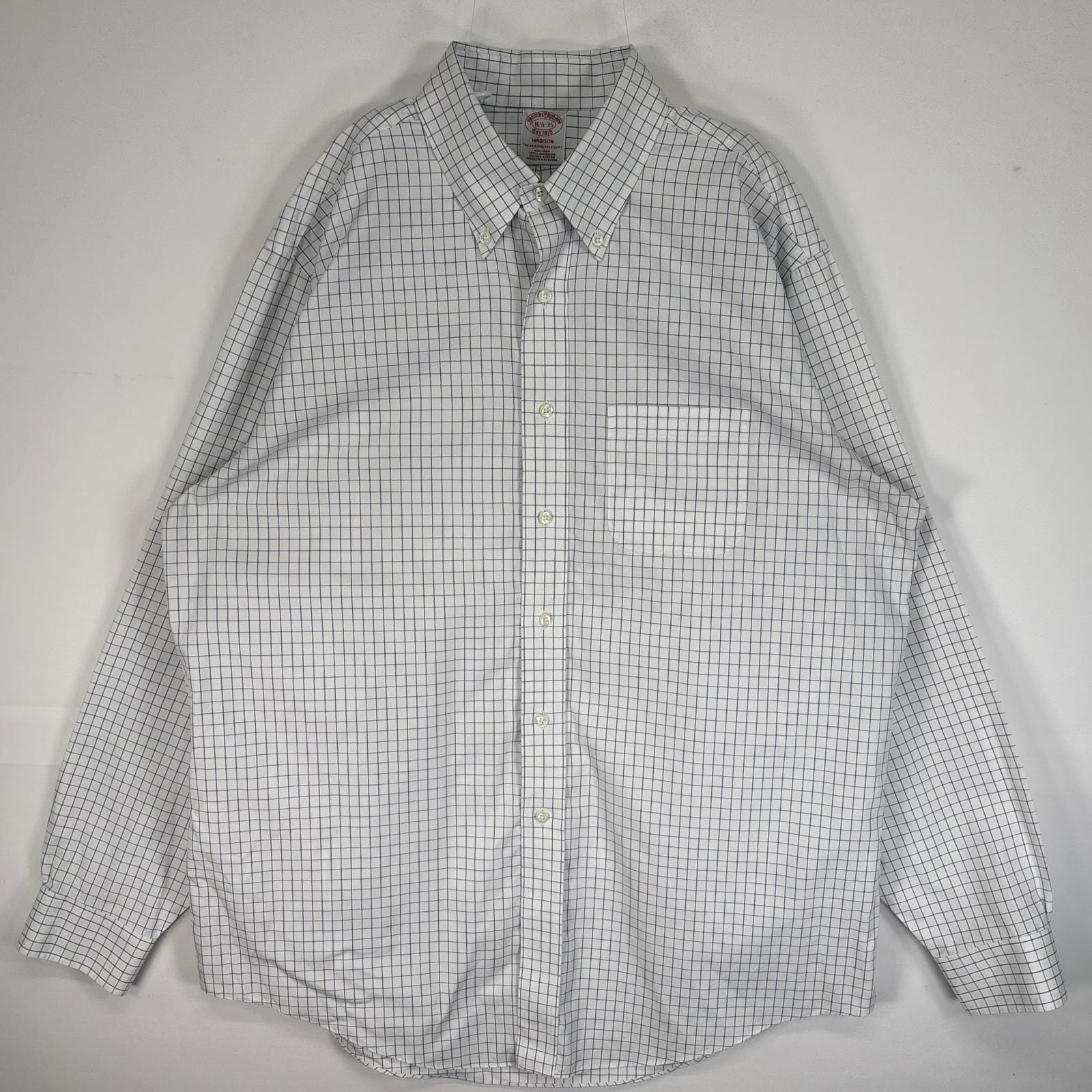 古着 ブルックスブラザーズ Brooks Brothers 長袖シャツ 胸ポケ MADISON 大きいサイズ XL  ホワイト系 チェック メンズ