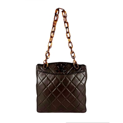 シャネル CHANEL ショルダーバッグ ラムスキン ブラウン レディース【中古】 z11038