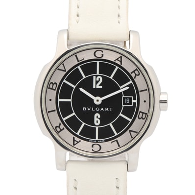 ブルガリ BVLGARI ソロテンポ 腕時計 時計 ステンレススチール レザーベルト レディース ブラック系 ST29S 【中古】