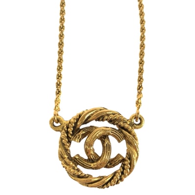 美品 CHANEL シャネル ヴィンテージ ココマーク ゴールド メタル ネックレス ペンダント 602049 【中古】