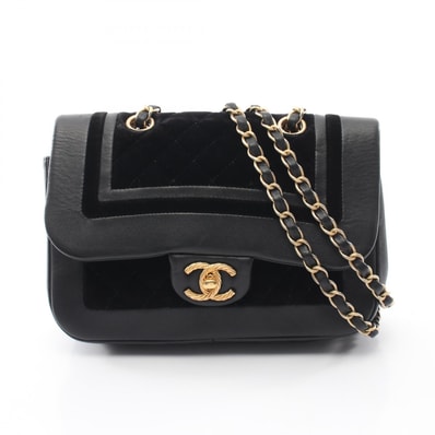 シャネル CHANEL マトラッセ ショルダーバッグ バッグ ラムスキン(羊革) ファブリック レディース ブラック系 【中古】