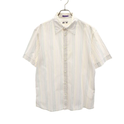 Paul Smith ポールスミス 日本製 ストライプ柄 半袖 シャツ L ホワイト系