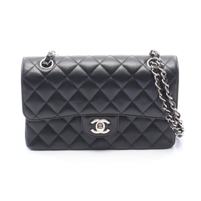 シャネル CHANEL マトラッセ Wフラップ ショルダーバッグ バッグ カーフ(牛革) レディース ブラック系 A01113 【中古】