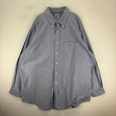 古着 ブルックスブラザーズ Brooks Brothers 長袖シャツ ボタンダウン 2XL ブルー系 無地 メンズ