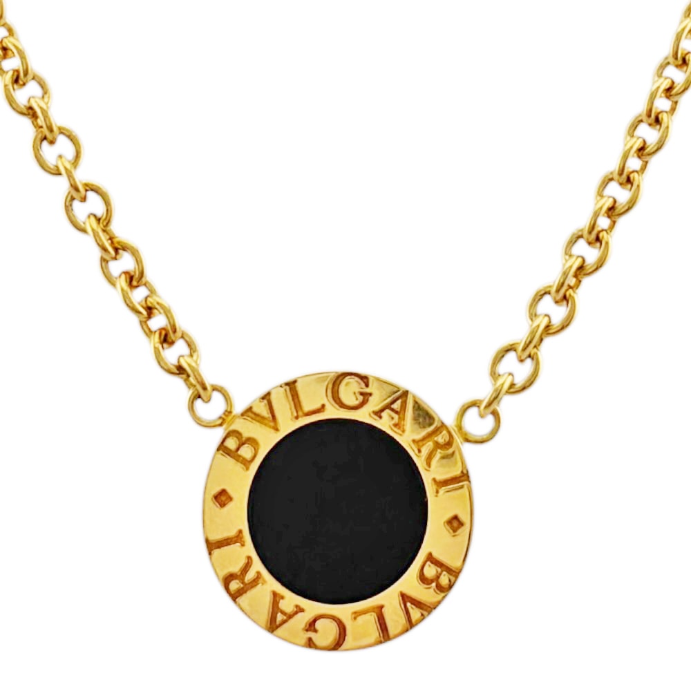 ブルガリ ブルガリブルガリ ネックレス 18金 K18イエローゴールド オニキス ユニセックス BVLGARI  中古