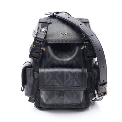 ディオール Dior ヒット ザ ロード ミニ CDダイヤモンド バックパック ショルダーバッグ バッグ PVCコーティングキャンバス レザー メンズ レディース ブラック系 2HTWS018CDP 【中古】