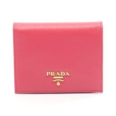 プラダ PRADA VITELLO MOVE BI ヴィッテロ 二つ折り財布 財布 レザー レディース ピンク系 IMV204 【中古】