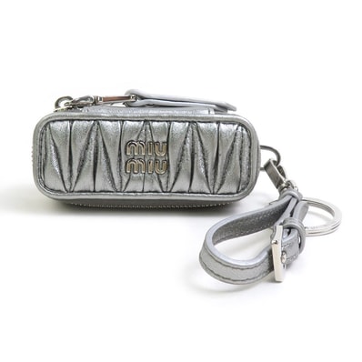 ミュウミュウ MIUMIU チャーム リップケース マテラッセ レザー シルバー レディース 5TL518【中古】 r11331j
