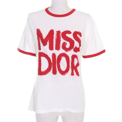 極美品 クリスチャンディオール 半袖Tシャツ アイボリー レッド レディース S
