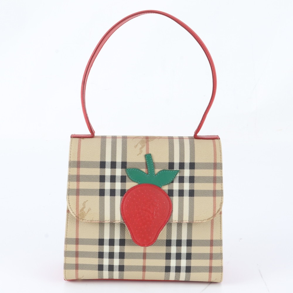 ■美品 バーバリー ノバ チェックストロベリー イチゴハンドバッグ