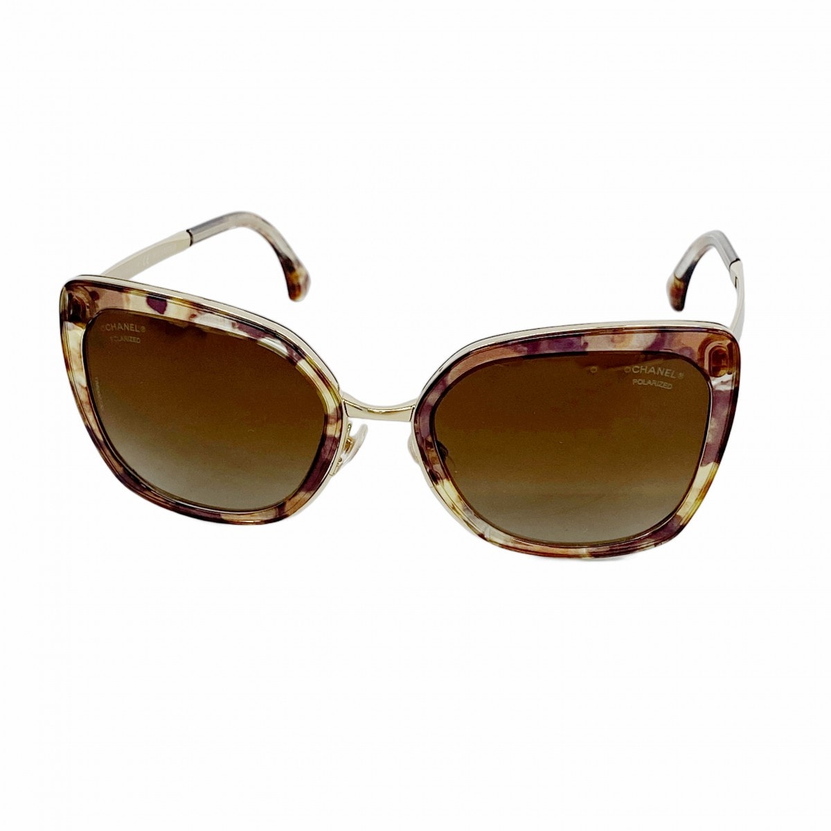 【6da0302】シャネル サングラス 4209 プラスチック ブラウン シャンパンゴールド金具【中古】レディース