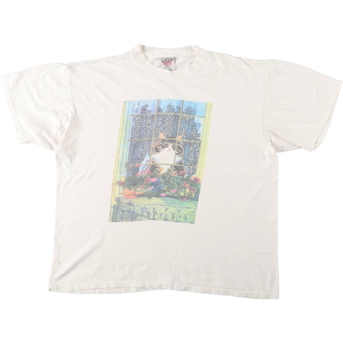 古着 90年代 オニータ ONEITA ネコ柄 アニマルTシャツ USA製 レディースXL相当 ヴィンテージ/eaa670493