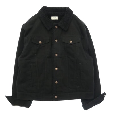 CELINE セリーヌ 23AW 2Q523085T クリアストーン ロゴ ボア 切替 ブラック デニム トラッカー ジャケット ブラック系 XL【中古】