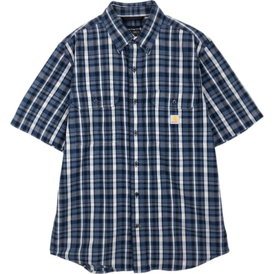 古着 カーハート Carhartt Loose Fit チェック柄 ボタンダウン 半袖 ワークシャツ メンズM相当/eaa659134