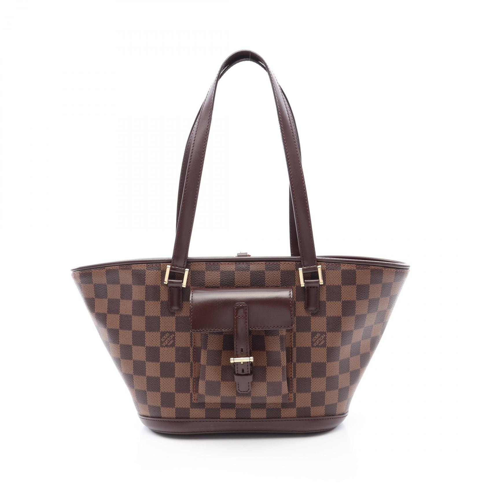 ルイ・ヴィトン LOUIS VUITTON マノスクPM ダミエエベヌ トートバッグ バッグ PVCコーティングキャンバス レザー レディース ブラウン系 N51121 【中古】