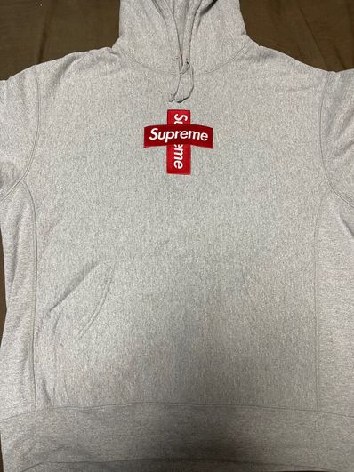 Supreme Cross Box Logo Hooded Sweatshirt "Grey"