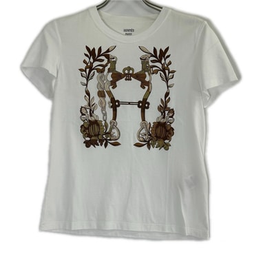 エルメス ホワイト 24SS カルトゥッシュ デッラ・カヴァッレリア Tシャツ 36